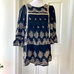 Ivy Jane Embroidered long Sleeve Tunic Top Women S Black Eyelet Boho Whimsigoth
